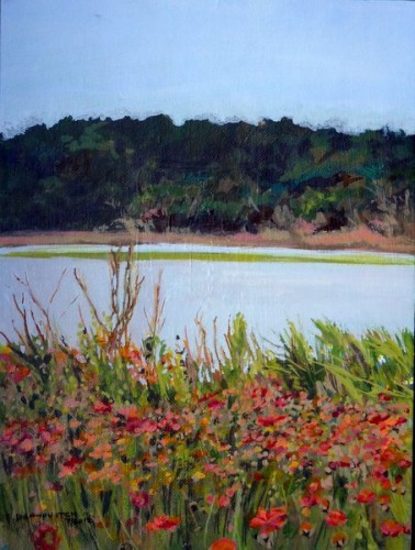 Marsh view and wildflowers